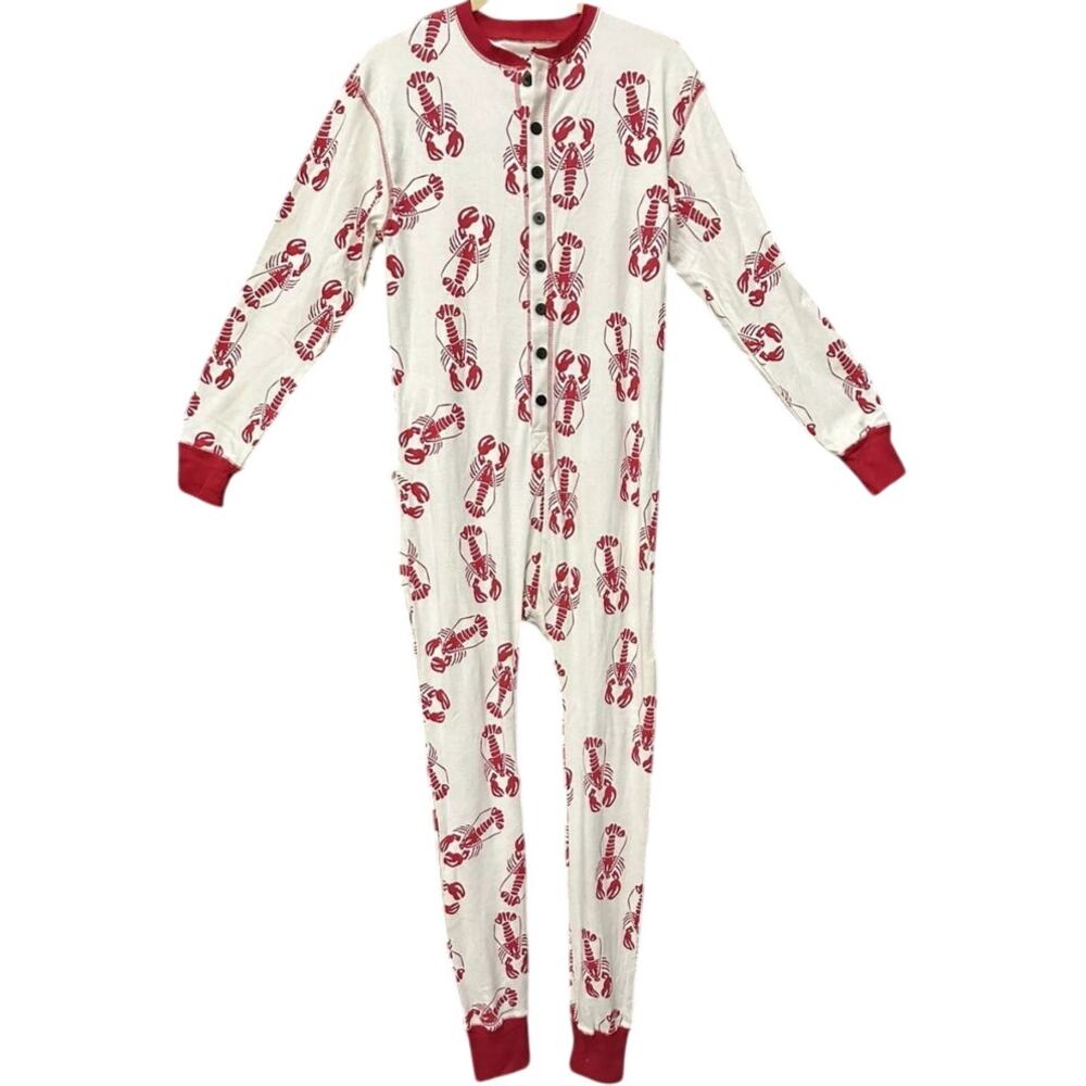 Lazy One Trap Door Adult Lobster One Piece Flapjack Pajamas Nautical Size Small